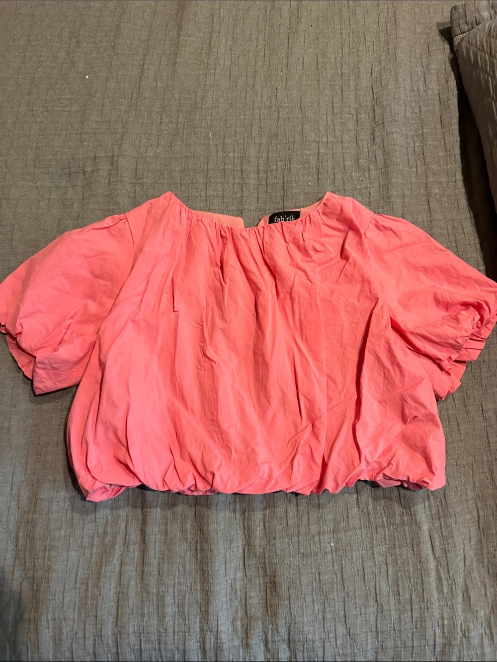 fab'rik Coral Pink Puff-Sleeve Blouse